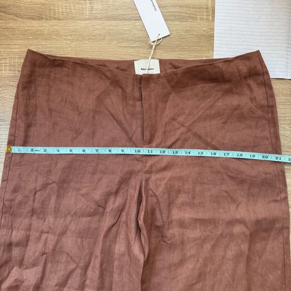 NWT Reformation Vida Linen Low Rise Pant Straight Leg Mink 10 - Picture 11 of 15